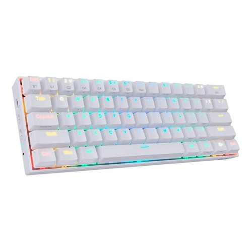 Teclado gamer bluetooth Redragon Draconic K530 QWERTY inglés US color blanco con luz RGB