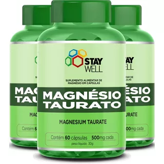 3un. Do Magnésio Taurato 800mg - 100% Puro - 180 Cápsulas