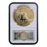 Moneda Bitcoin Chapada En Oro- Colección Btc De Alta Calidad