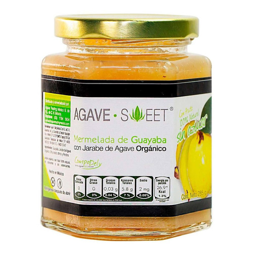 Mermelada De Guayaba Con Jarabe De Agave Agave Orgánico Sweet De 285g