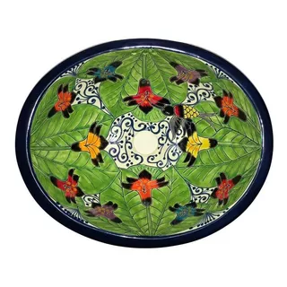 Lavabo Artesanal Tipo Talavera Liso Ovalado Med #lome-31