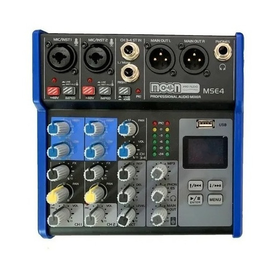 Consola Mixer 4 Canales Usb Bluetooth Display Mp3 Cn Efectos