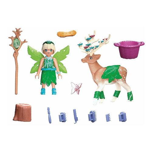 Figura Armable Playmobil Forest Fairy Con Animal 39 Piezas