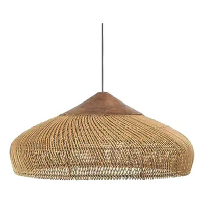 Colgante Deco Moderno De Ratán Fatma 50x25cm Natural  Natural/cable Blanco Interior