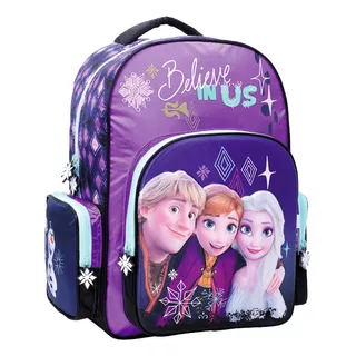 Mochila Frozen Espalda Believe 18 Wabro Color Violeta Diseño De La Tela Estampado