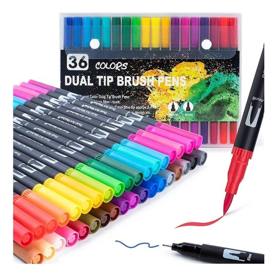 Lettering 36 Colores Dual Tip Brush Pens 