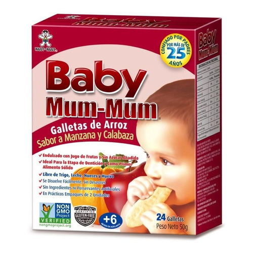 Galletas Baby Mum Mum De Arroz Sabor Manzana Calabaza 50g