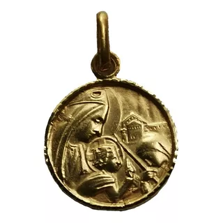 Medalla Oro 10k Virgen Montserrat #1175 Bautizo Comunión 