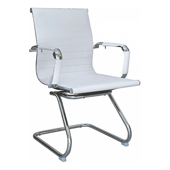 Asiento De Oficina Blanco Simil Cuero D-101l