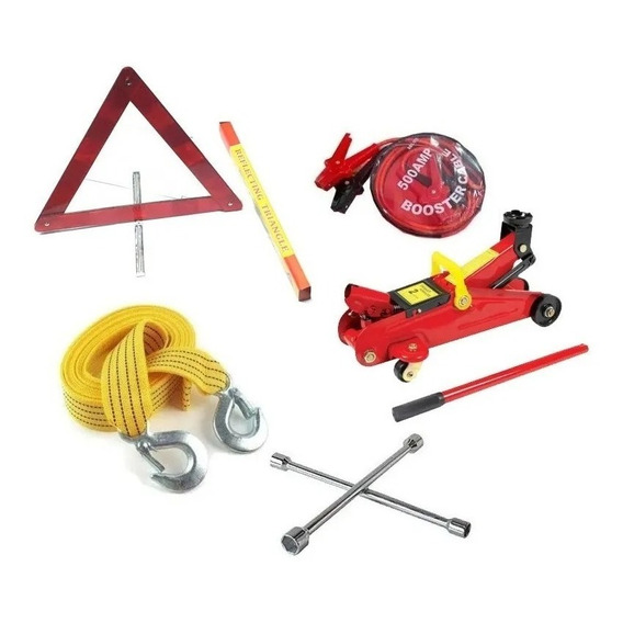 Kit De Emergencia Para Auto Con Gato De Carro 2ton Chicote 