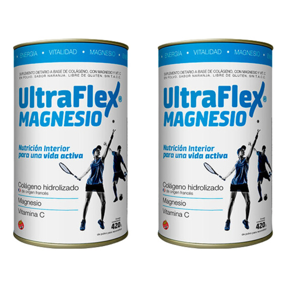 Ultraflex Magnesio Sabor Naranja En Lata De 420g Combo X 2 U