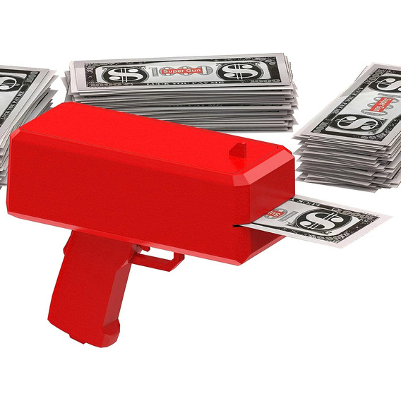 Pistola Lanza Billetes Cash Money Juguete Tira Dinero