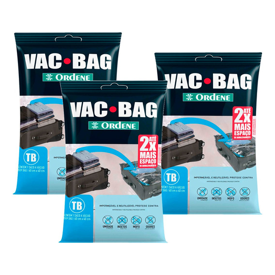 Bolsa Hermética Viaje Vac Bag Reductora Al Vacío Valija X3