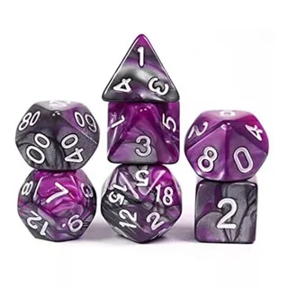 Dados Dungeon & Dragons Violeta Negro Pearl + Bolsa