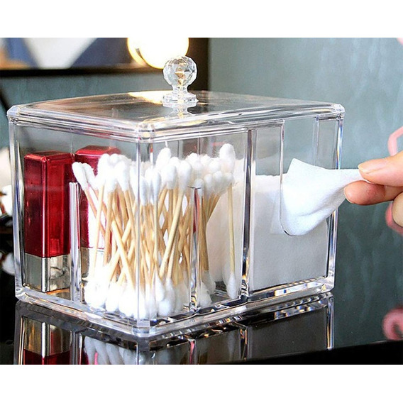 Organizador De Maquillaje Caja Con Tapa Para Cotton Pad Swab