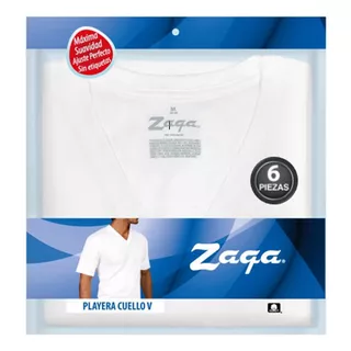 Pack 6 Playeras Camisetas Zaga Cuello  V  100% Algodón