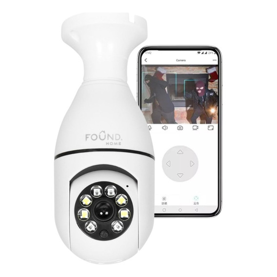 Camara De Seguridad Foco Hd 1080p Wifi Interior+socket 360º