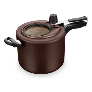 Panela De Pressao C/ Visor De Vidro Fechamento Interno 8l Cor Chocolate