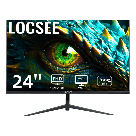 Monitor Gamer Curvo Pc 24  75hz Hdmi Full Hd Negro 100v/240v