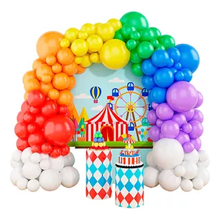 Arco Globos Circo Payaso Plim Arcoiris 