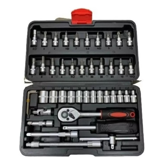 Set De Herramientas 46 Piezas Caja Negra Estuche Llave Tubo