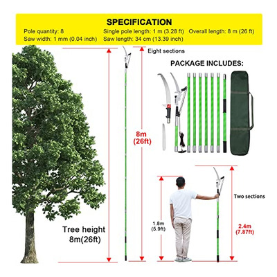 Pértiga De 26 Pies, Juego De Cortadora De Árboles Pé...