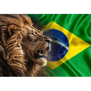 Bandeira Leão De Judá E Brasil 1,50 X 1,00 Em Tecido
