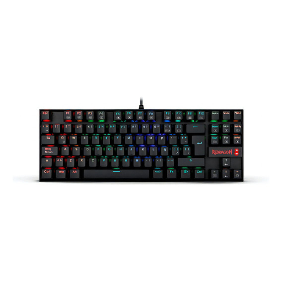 Teclado gamer Redragon Kumara K552 QWERTY Outemu Blue español latinoamérica color negro con luz RGB