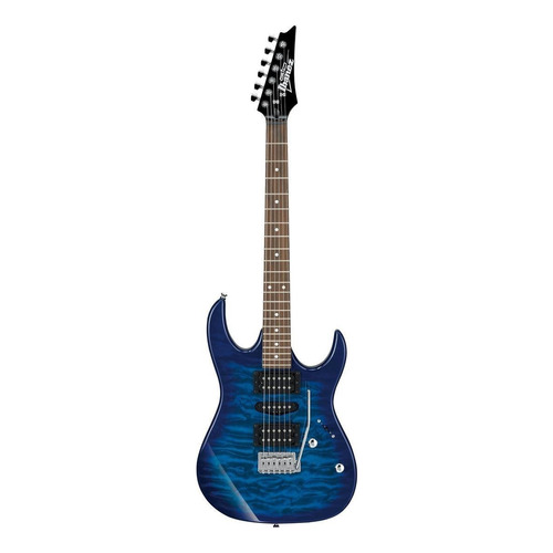 Guitarra eléctrica Ibanez RG GIO GRX70QA de álamo transparent blue burst con diapasón de amaranto