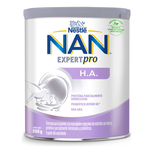 Leche de fórmula en polvo Nestlé Nan H.A. 1 en lata de 1 de 800g - 0  a 6 meses