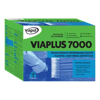 Viaplus 7000 Impermeabilizante Flexível Com Fibras + Broxa
