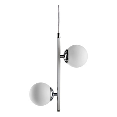 Colgante 4 Luces Elyn Diseño Cromo Globo Opal Apto Led Deco