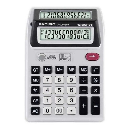 Calculadora Doble Visor/detector Billetes Falsos/pac01003 Color Gris