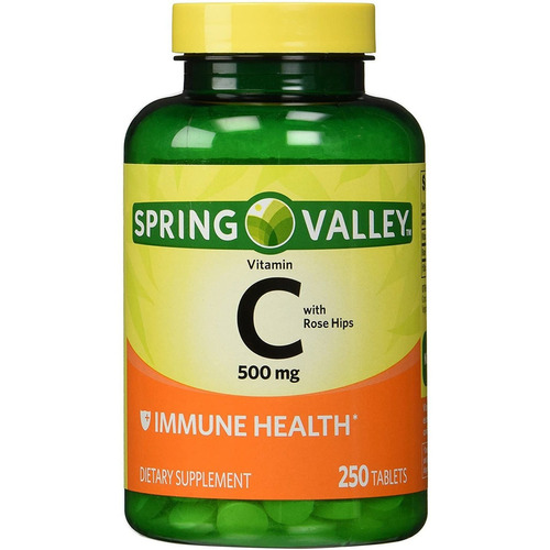 Vitamina C - Spring valley | 500 Mg | Sistema Inmune & Cardio 250 Tabletas Ayuda A Producir Colágeno, Esencial En Tu Cuerpo De Tejidos Conectivos Juntos Y Es Un Potente Antioxidante Para El Cuerpo.