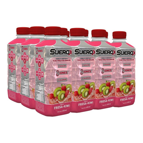 Bebida Hidratante Suerox 8 Iones Sabor Fresa-kiwi Pack X 12