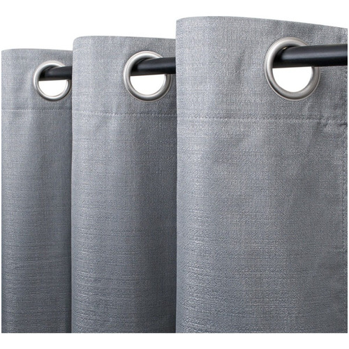 Pack Cortina Confeccionada Lino Blackout Napoles Palermo Color Gris