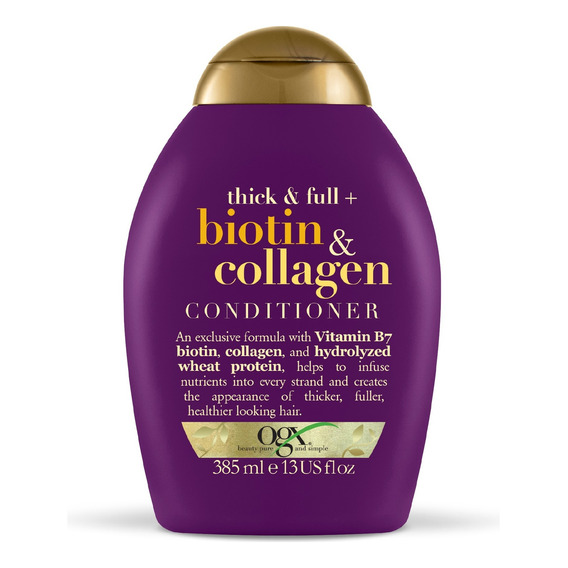 Acondicionador OGX Thick & Full + Biotin & Collagen en botella de 385mL por 1 unidad