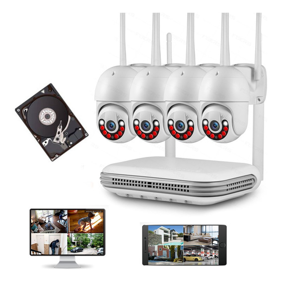 Kit Nvr Dvr 4 Cámaras De Videovigilancia Wifi 3mp Y 1tb Disc