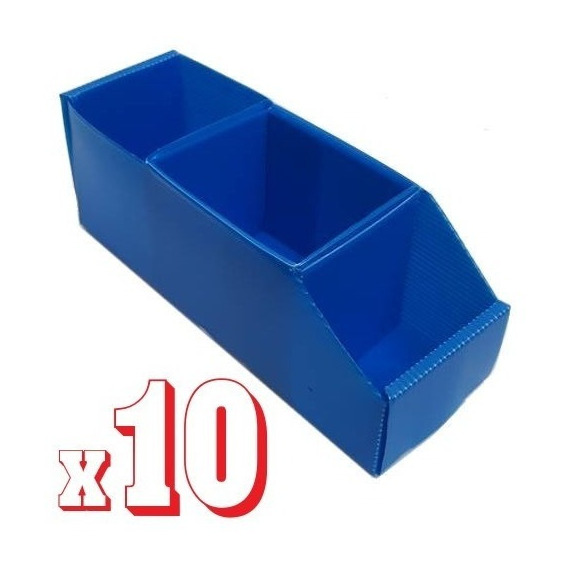 Caja Plastica Corrugado Gaveta Organizador Exhibidor  (30x10x11) 2divisiones Pack X 10 Me