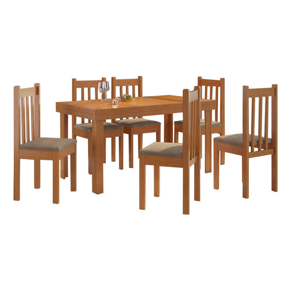 Juego De Comedor 6 Sillas Mesa Madera Maciza