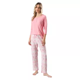 Pijama Mujer Pantalón- Manga Larga Talla Normal Y Plus Size