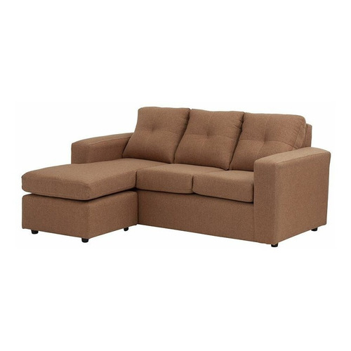 Sofá modular Muebles América Emilia Seccional color mostaza de lino y patas de plástico