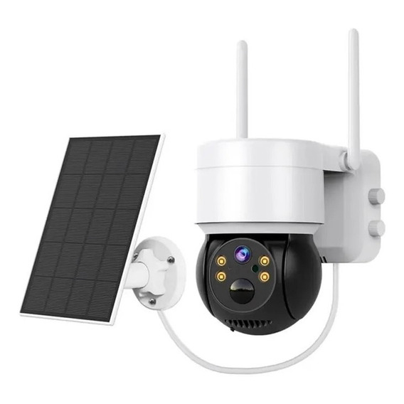 Cámara Solar Para Exteriores Ip 1080 Inalámbrica 360 Color Blanco