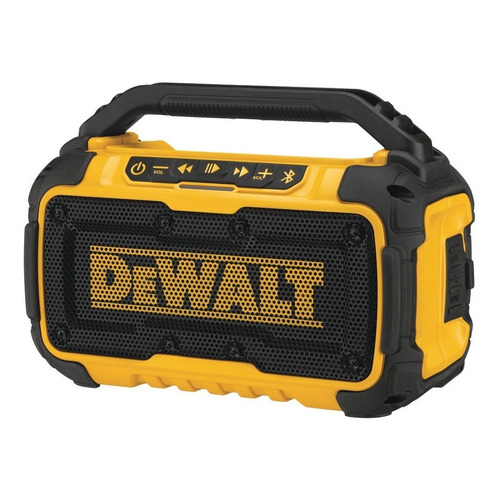 Parlante DeWalt DCR010 portátil con bluetooth negra y amarilla 120V 