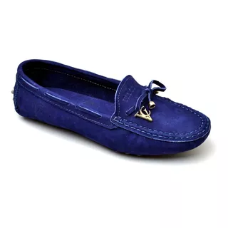 Sapato Mocassim Drive Feminino Em  Couro Costurado Artezanal