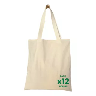 Tote Bag Ecologica De Lienzo Algodon 40cm X 35cm 12 Unidades