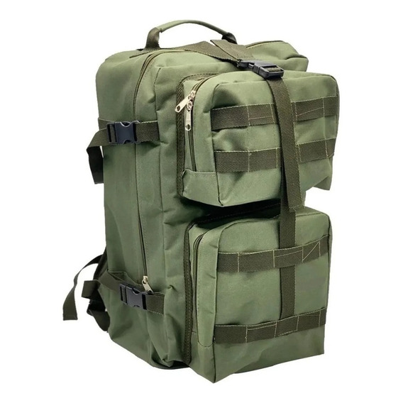 Mochila Tactica De Asalto Equipamiento Militar Molle 30lts Color Verde Diseño De La Tela Liso