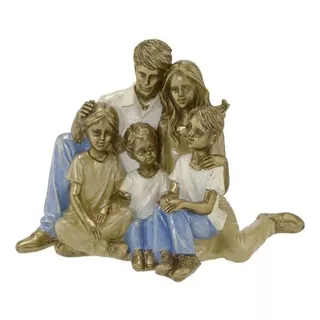 Escultura Estátua Família Casal E 3 Filhos Mabruk Cor Branco