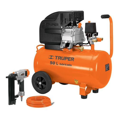 Compresor de aire eléctrico Truper COMP-KIT50C monofásico 50L 2.5hp 127V 60Hz naranja