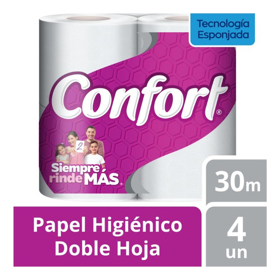 Papel Higiénico Confort Doble Hoja  4 Un 30 Mt